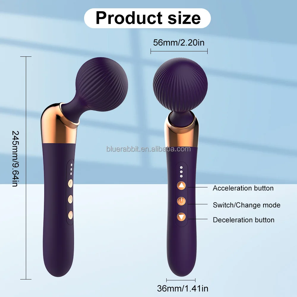 BlueRabbit Powerful Big Head Rechargeable Personal Massagers Wholesale Wand Massagers Body Muscle Relaxation Wand Vibrators