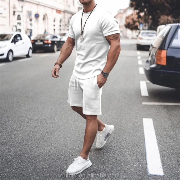 New Summer Men Sportswear Suits Casual Shorts Sets T Shirt Male Running  Tracksuit Fitness Gym Workout Clothing Sports Set - Buy Summer Men  Tracksuit Set Solid Color Short Sleeve T-shirt Pocket Drawstring