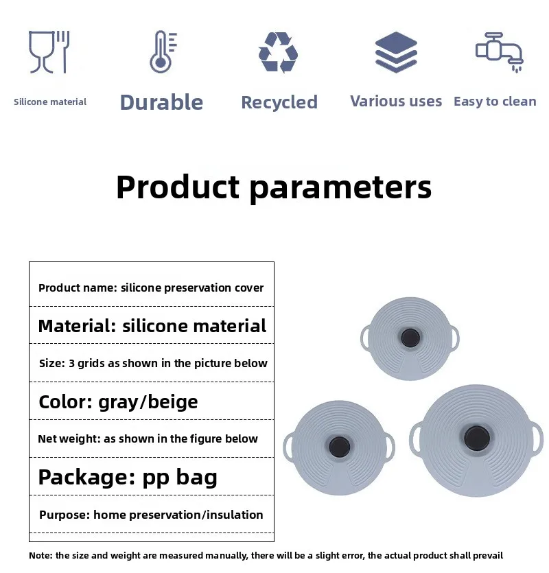 3-Piece Set Silicone Anti-Overflow Dustproof Fresh-Keeping Seal Anti-Slip Kitchen Bowl Cover Fresh-Keeping Pot Parts manufacture