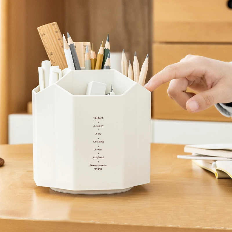 Customized Nordic Desk Organizer Multi-functional Corporate Elegant Swivel Rotating Plastic Pen Holder