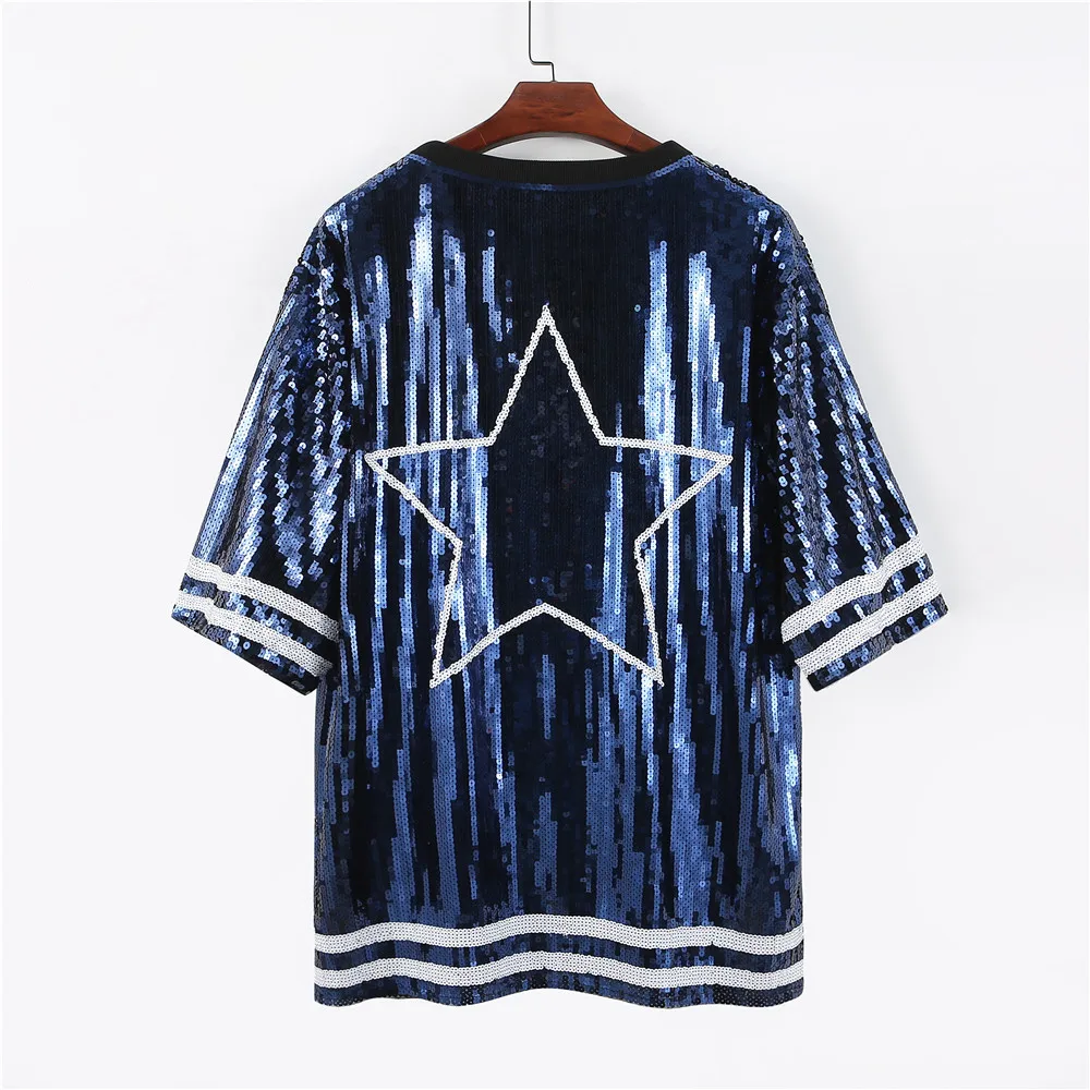 Custom Your Own logo Bling Sequin Jersey Dress Football Sequin Jersey  Casual Women Clothing