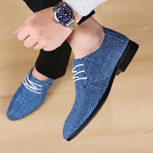 Mens Oversized Cloth Shoes Breathable Pointed Linen Canvas Flat Bottom Formal Business Breathable Wear-resisting Casual Shoes
