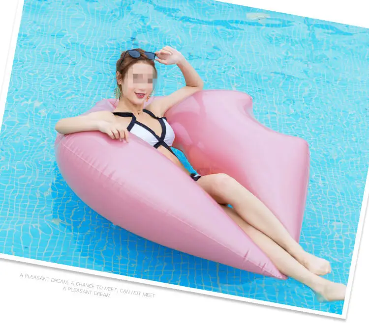 Red Lips Bouée Lèvres Gonflable PVC 120x100 Cm – Flotteur Piscine Adulte En Forme De Cœur, Robuste, Valve Anti-fuite, Pour Plage Ou Fête