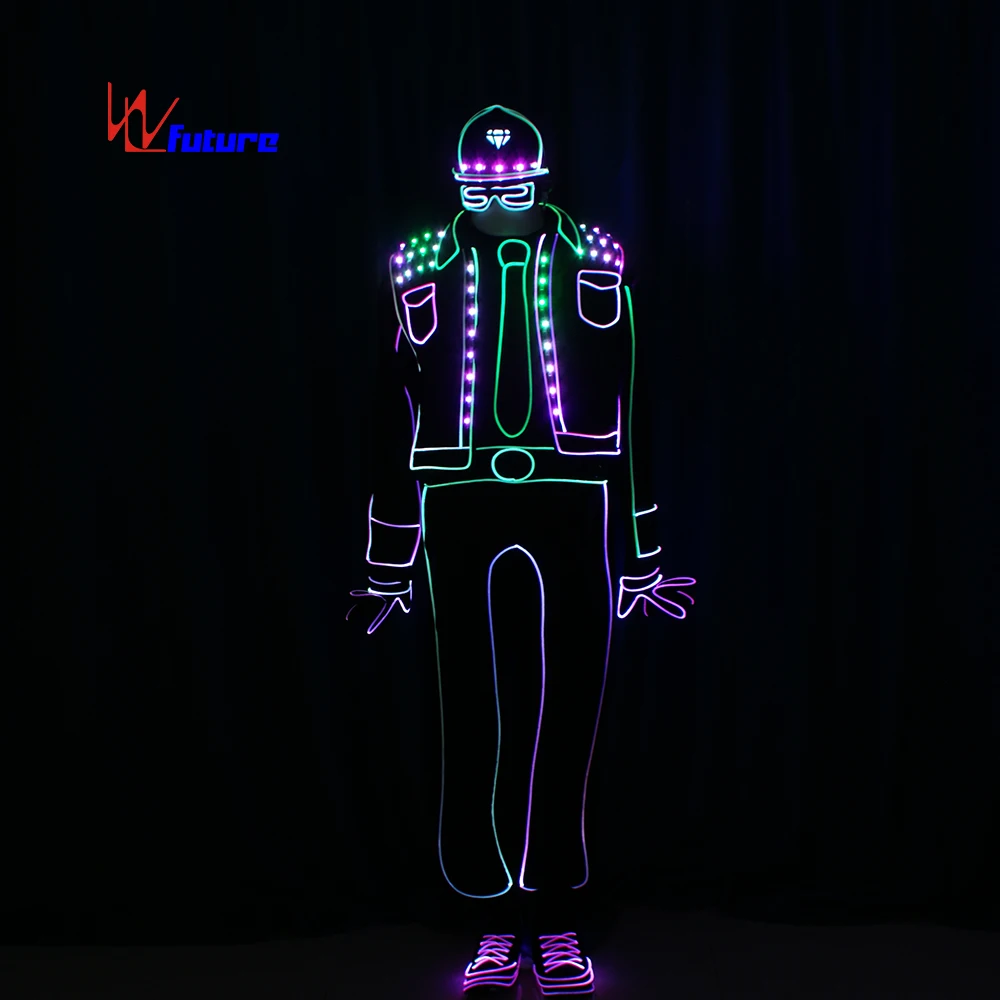 LED Light Tron Dance Suit for Boys Programmable Group Ballroom Dance  Costume Rave Show Performance Wear