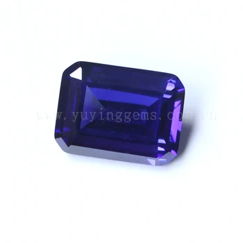 Rectangle shape loose faceted synthetic blue sapphire glass stone