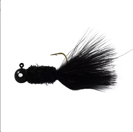1/32OZ,1/16OZ,1/8OZ Peche Mouche Marabou Crappie Jig Heads Fishing Hook With Feather Trout Bass Fly Fishing Hair Jig Hooks