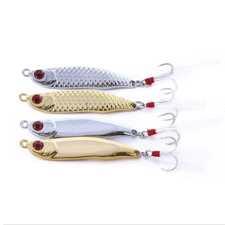 Sinking Metal VIB Fishing Lures Feather Hard Spoon Sequin Crank Bait Gold Silver