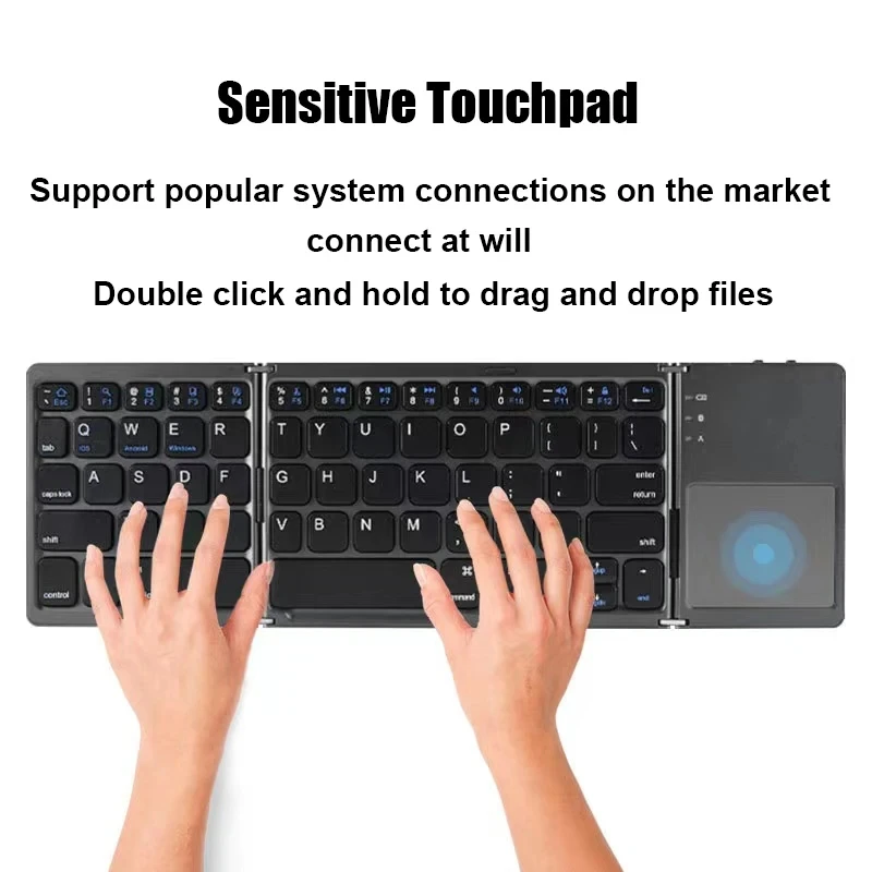 NEW Mini Wireless Keyboard With Touchpad BT Office Portable Magnetic Triple Folding Keyboard for Windows Android IOS iPad Phone