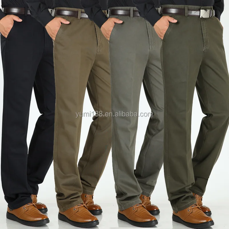 Wholesale Office Khaki Mens Business Pants Black Cotton Spandex Chino