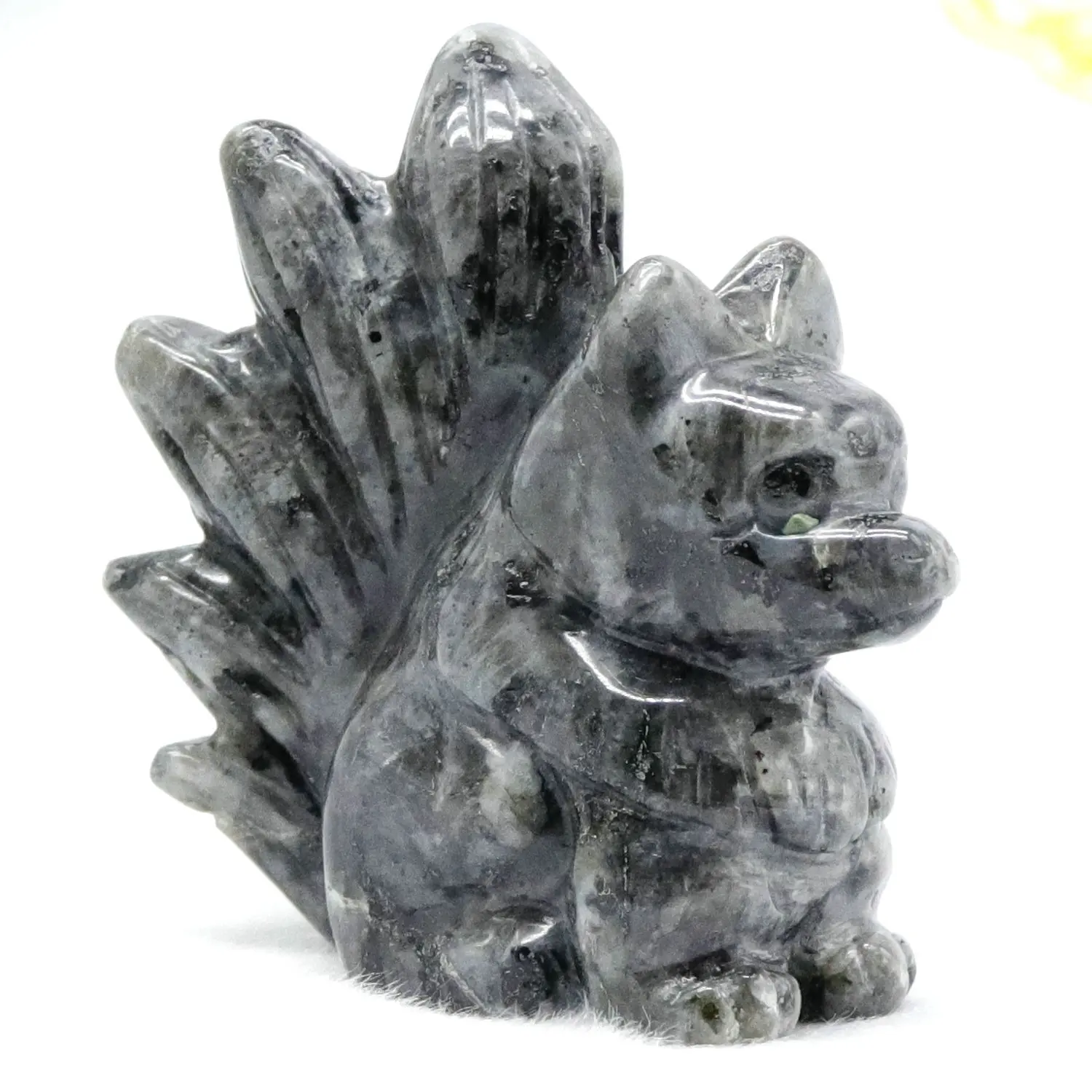 wholesale crystal carved nine-tailed fox in labradorite stone