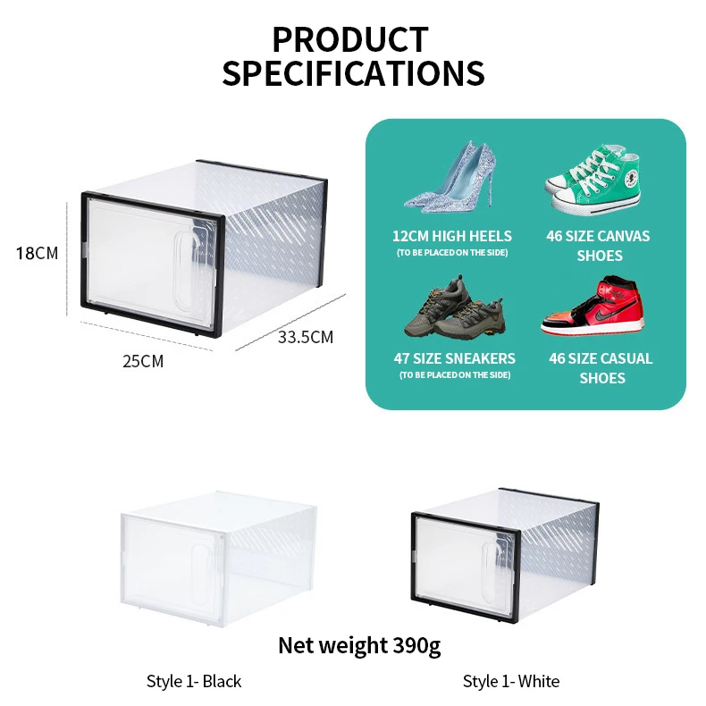 Custom Plastic Sneaker Stackable Shoe Storage Boxes Drop Front Drawer ...