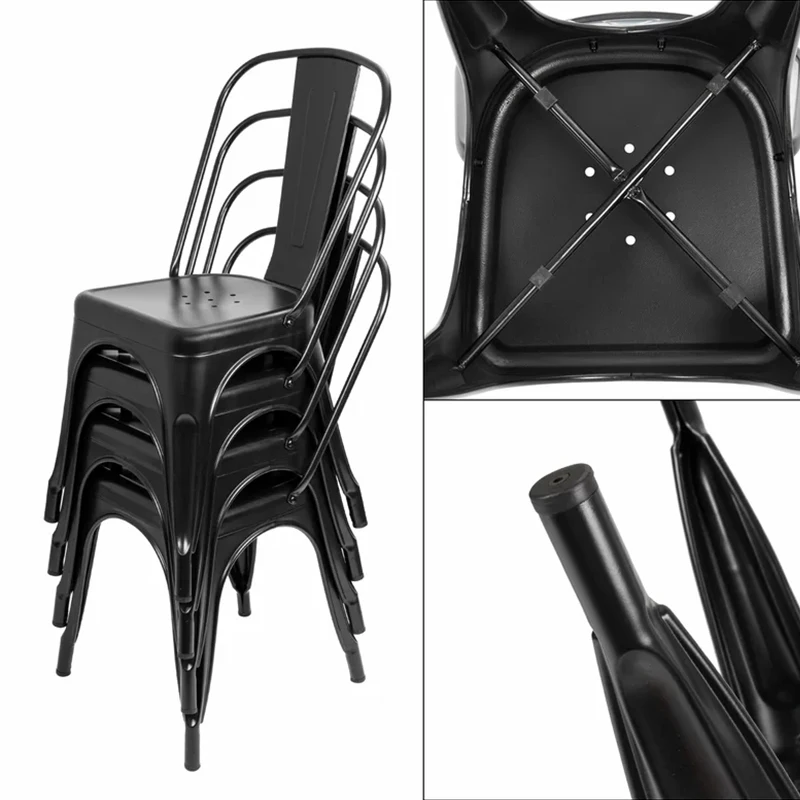 Фабричные недорогие металлические стулья для улицы дома кафе ресторана промышленный винтажный стиль штабелируемые антикварные обеденные черные