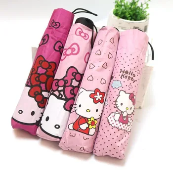 Cartoon Cute KT Cat Sunshade for Girls Sanrioed Hallo Kitty Children Umbrella Rain or Shine Girls Sunshade Umbrella