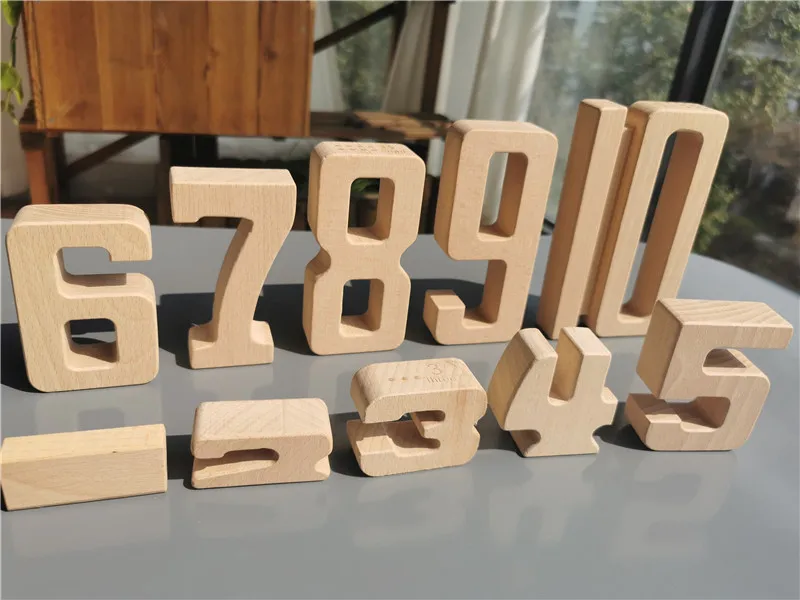 Wooden Building Stacking Digital Blocks Montessori Math Numbers Toys ...