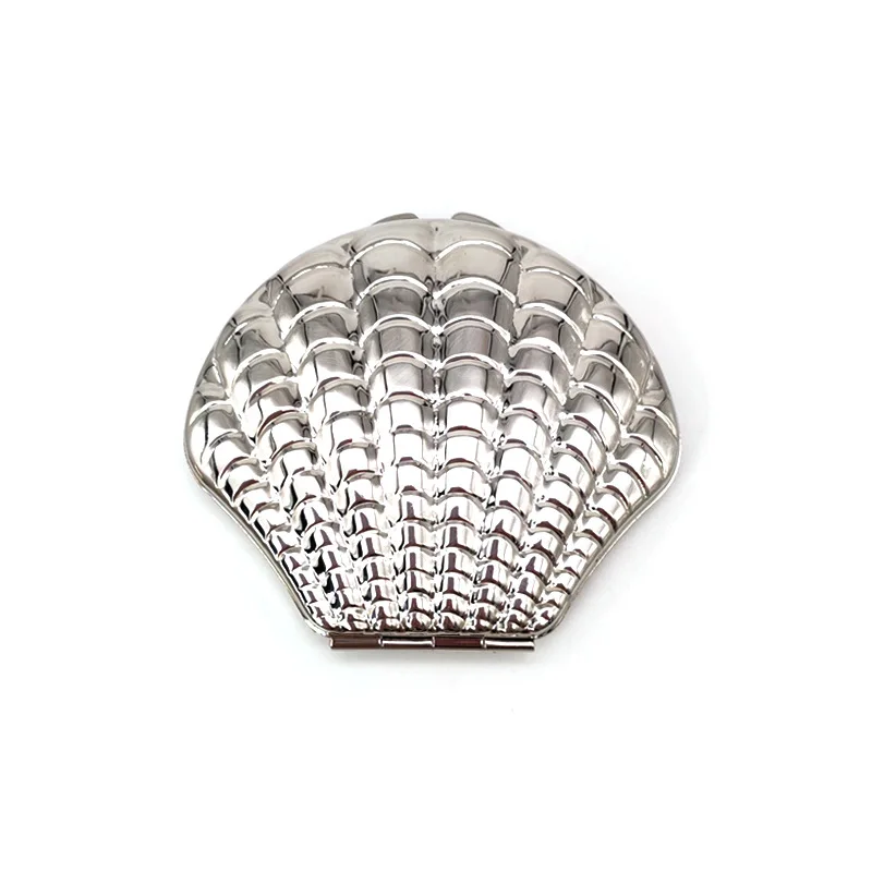 Wholesale Shell Shape Small Metal Makeup Mirror Foldable Double Sided Portable Makeup Mirror