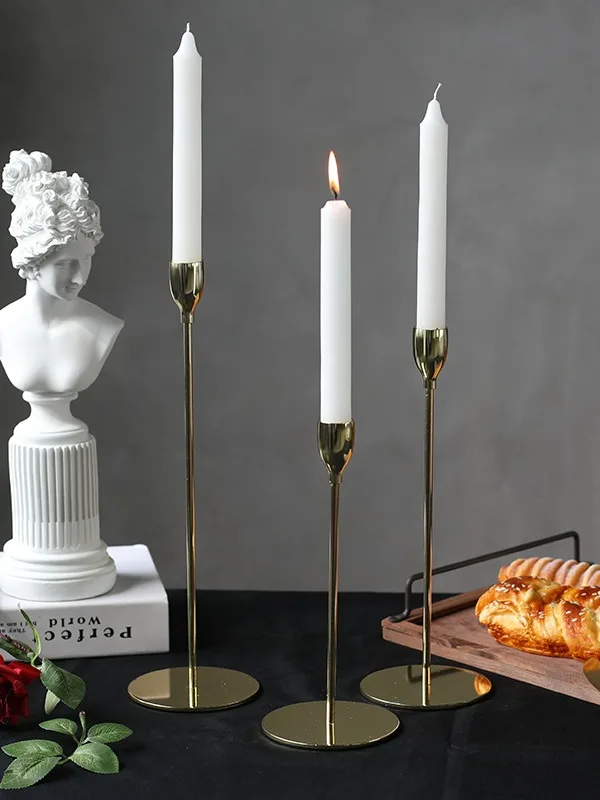 Gold Plated Candle Holder Vintage Table Wedding Decorative Candlesticks 