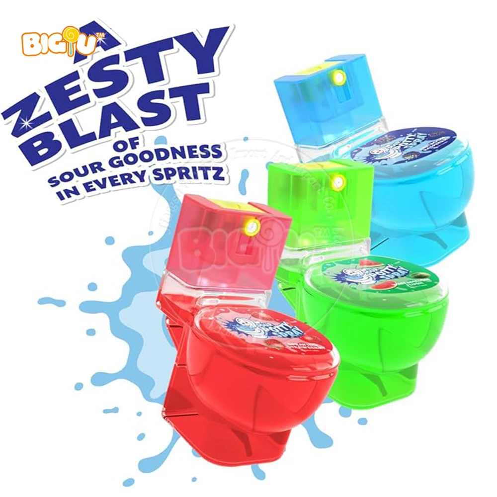 (Free Sample)Candy Factory Custom Label Sour Sweet Fruity Toilet Shape Spray Filling Liquid Toys