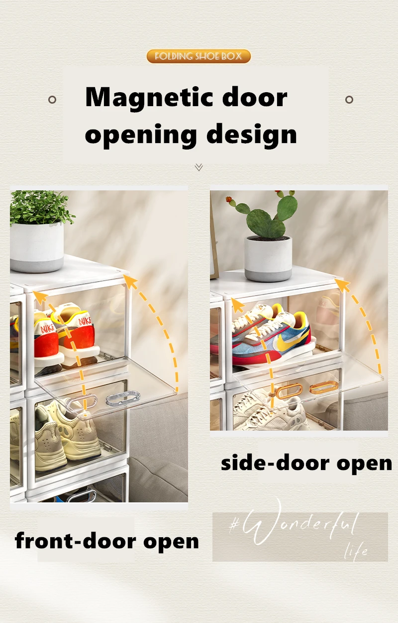 Installationfree Shoes Box With Custom Logo Spacesaving Folding Shoe