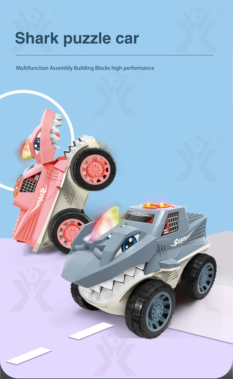 Chengji children educational interactive baby musical toy car diy building block electric car toy with light and music