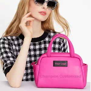 Custom Logo Smooth Leather Fashion Shoulder Top Handle Puffy Satchel Bag Ladies Handbag Purse for Women
