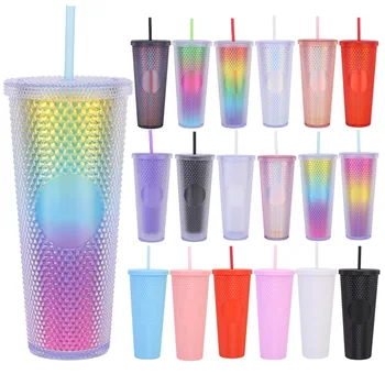 Hot Selling Plastic Mugs Reusable Drink Cup Water Travel Mug 24oz Studded Tumbler