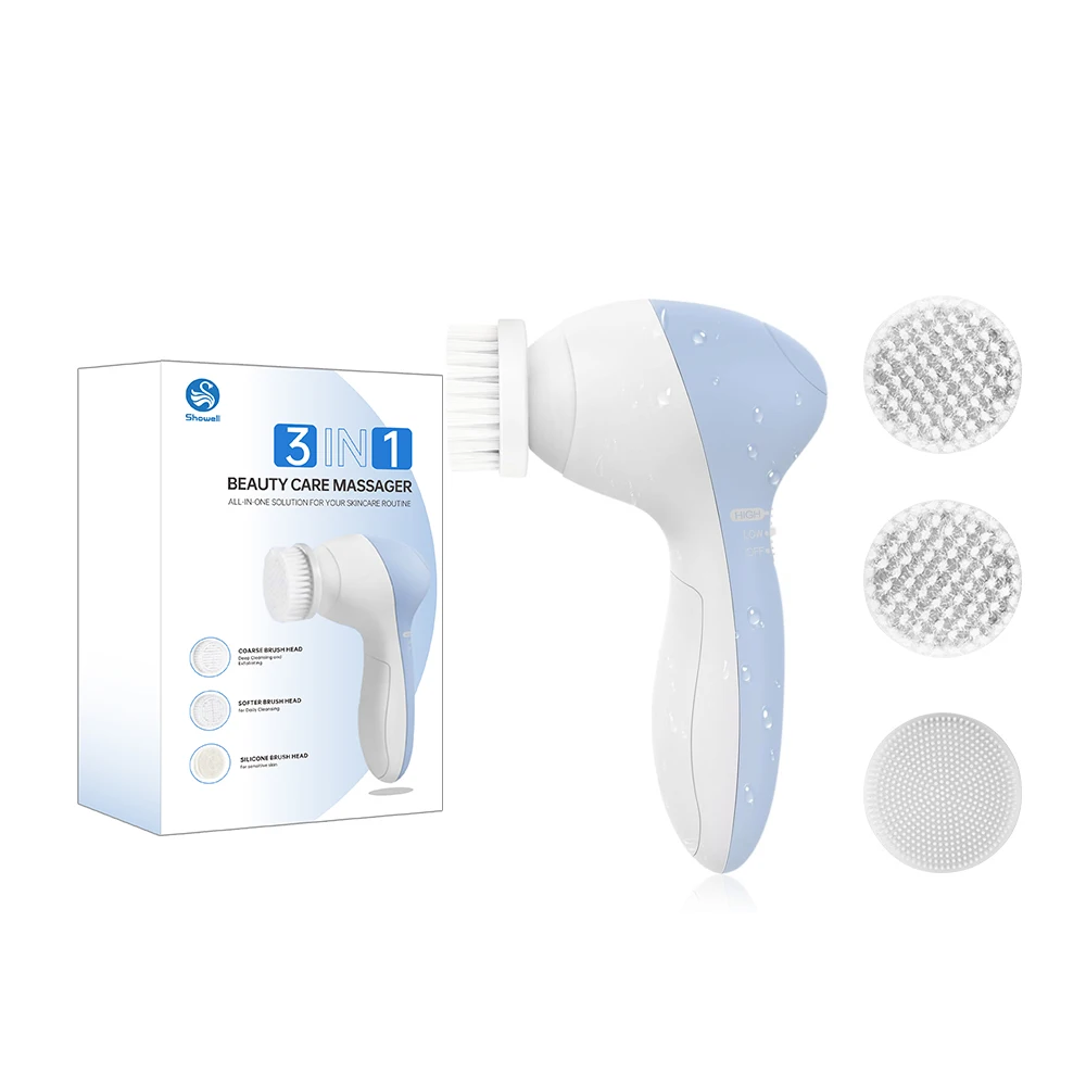 Face Cleansing Brush 3 in 1 Electric Exfoliating Massage Device Deep Cleaning Rotating Electric Facial Cleansing Brush
