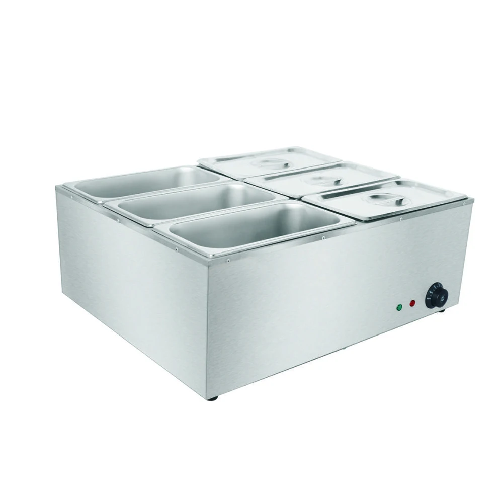 6 Pans Restaurant Equipment bain marie Food Warmer For Catering Buffet Hot Soup Bain Marie For Hot Food  for sale