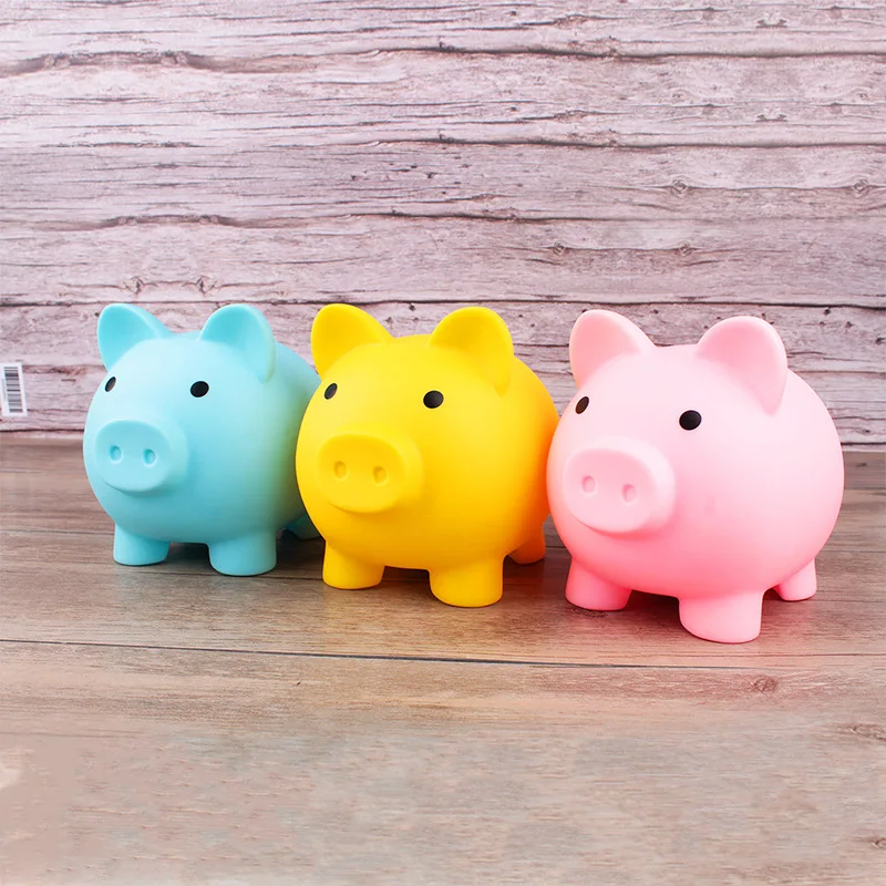 Cute Small PVC Piggy Bank Pig Money Box With Number Pattern Plastic Money Bank Painted With Custom Logo