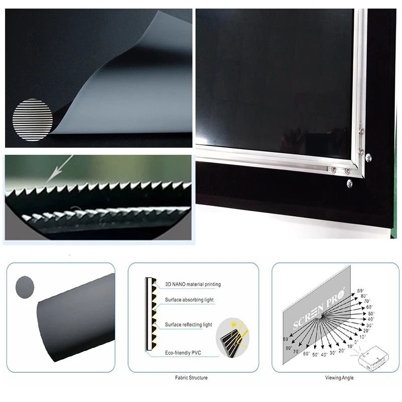 Xjk Ambient Light Rejecting Projector Screen Alr Pvc Fabric Material Long Throw,Fixed Frame
