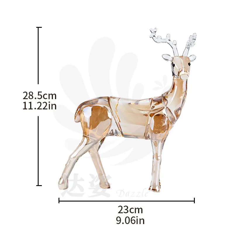 product champagne color crystal glass model deer figurine home decoration glass ornament for living room gift-10