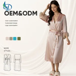 2026 New Women's Long Sleeve Satin Elegant Breathable Solid Color, Suitable for Spring and Autumn Sleep