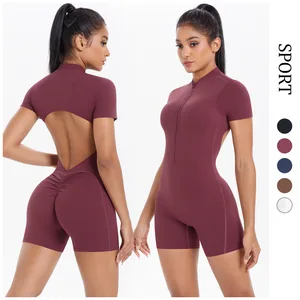 Good Quality Quick Drying Tight Bodysuit Yoga Wear Dance Sports Fitness Wear Hip Lift Belly Women'S Yoga Jumpsuit