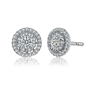 Keiyue Women's Trendy Sun Bright 925 Silver Diamond Stud Earrings New Trendy Anniversary Wedding Gift Jewelry CZ Zircon Parties