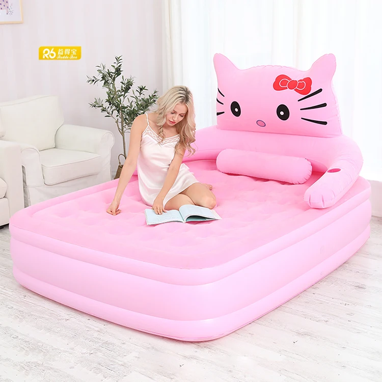 Redde Boo Modern Design Inflatable Air Mattress Pink Flocking Bedroom Bed for Babies Fabric Home Furniture