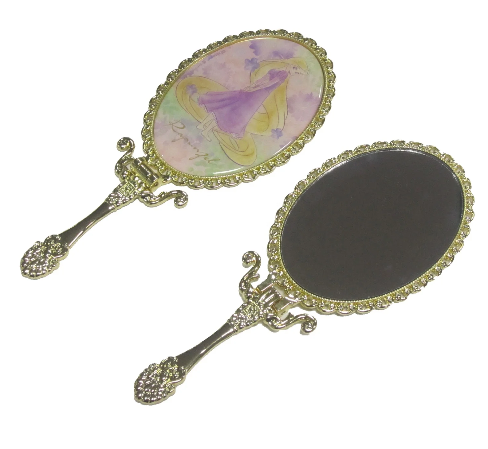 带环氧树脂贴纸的椭圆形手柄镜子