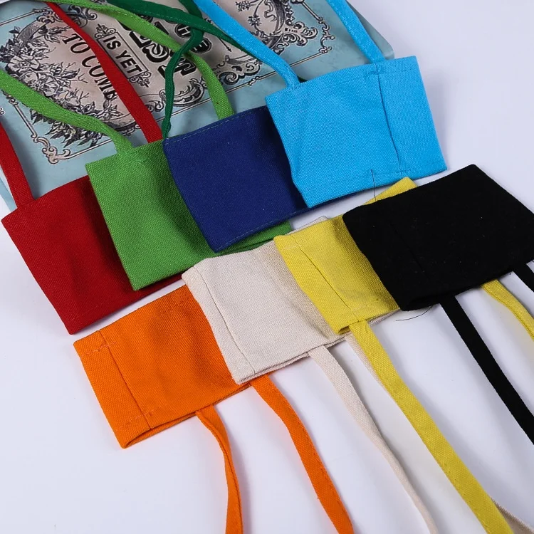 Canvas Milk Tea Cup Sleeve Heat Transfer Printed logo High-quality Compact Cotton Tote Bag Exquisite Hand-held Gift Bag preview 3