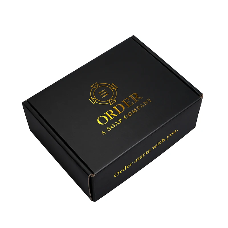Recyclable Mailer Box Custom Size Logo With Gold Foil Matt Lamination Kraft Corrugated Shipping Flat Pack Packaging Gift Box