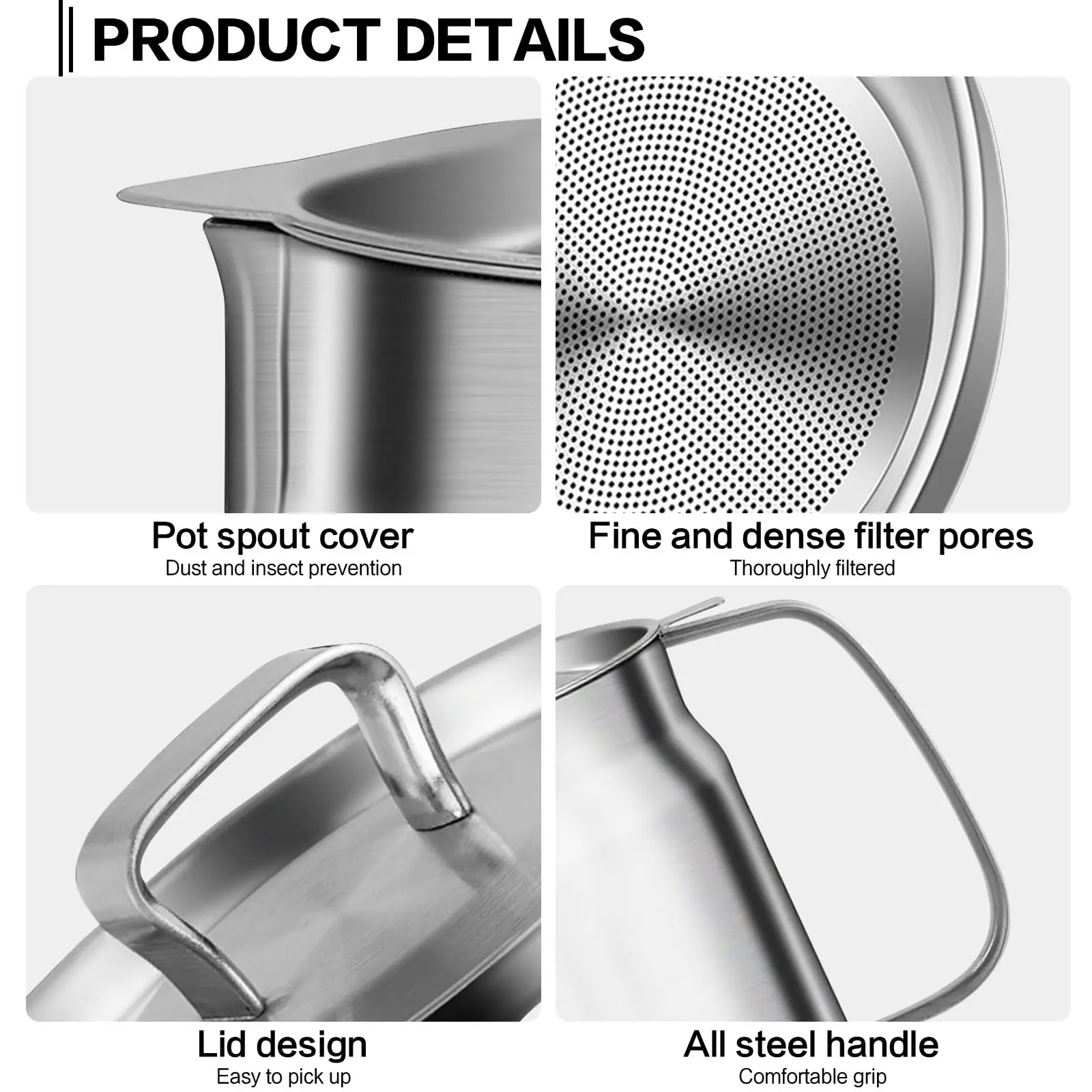 2 in 1 Oil Strainer Pot Heavy Duty Frying Net Cooking Oil Container 304 Stainless Steel Oil Filter Pot With Strainer