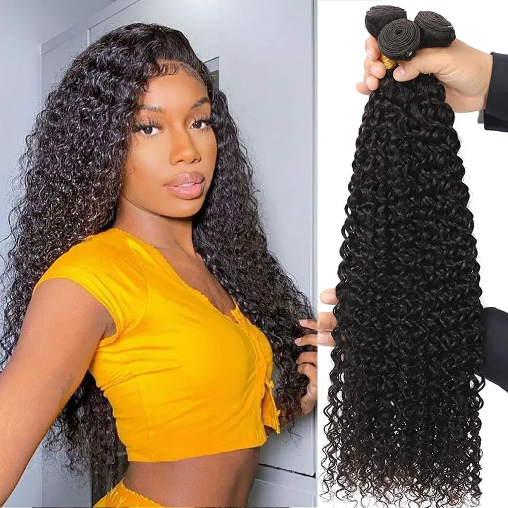 Curly Human Hair Bundles Malaysian Weave Virgin Extensions 8-32inch_voghion.com