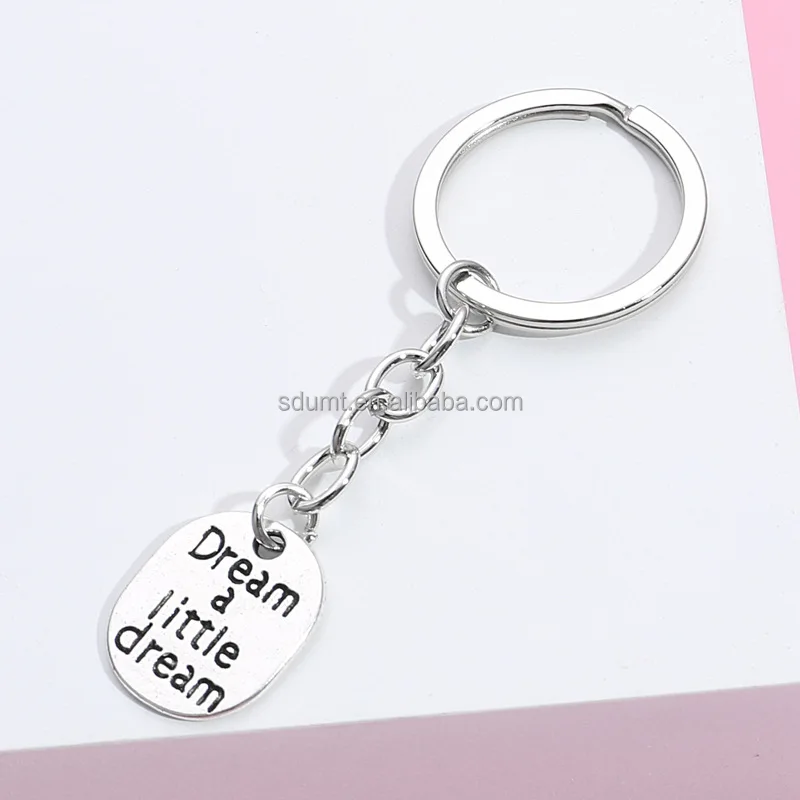 Custom Lettering Dream Keychain Letter Pendant Key Chain Alloy Silver