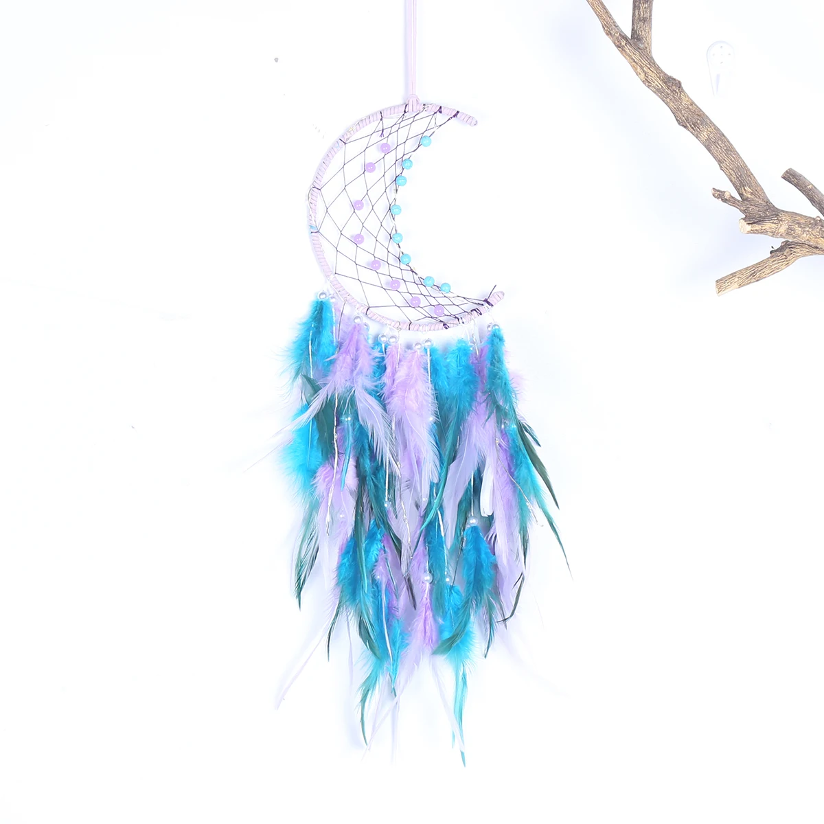 RTS Moon Dream Catcher with LED Light Handmade Dream Catcher Home Decor Accessories Hanging Pendant  Bedroom