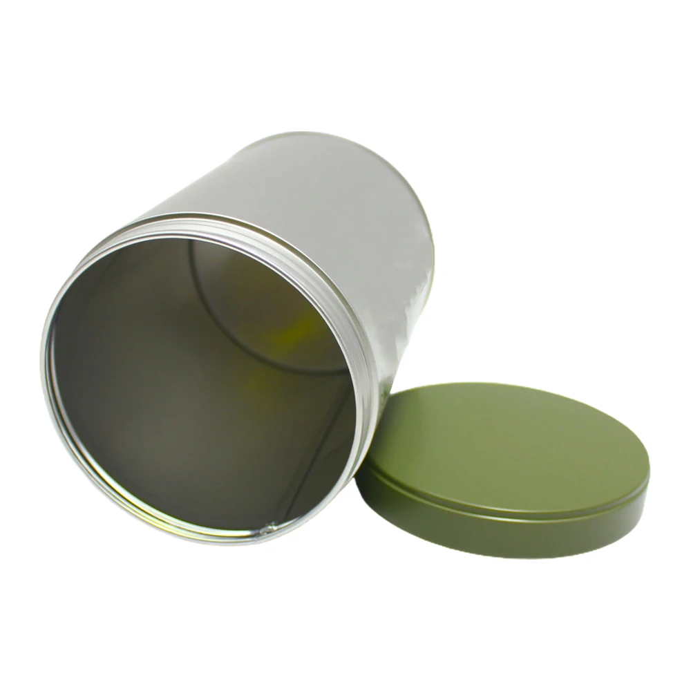 Factory Custom Printing Tin Storage Container Cylinder Metal Box Empty Blank Screw Lid Aluminum Can for Food Packaging