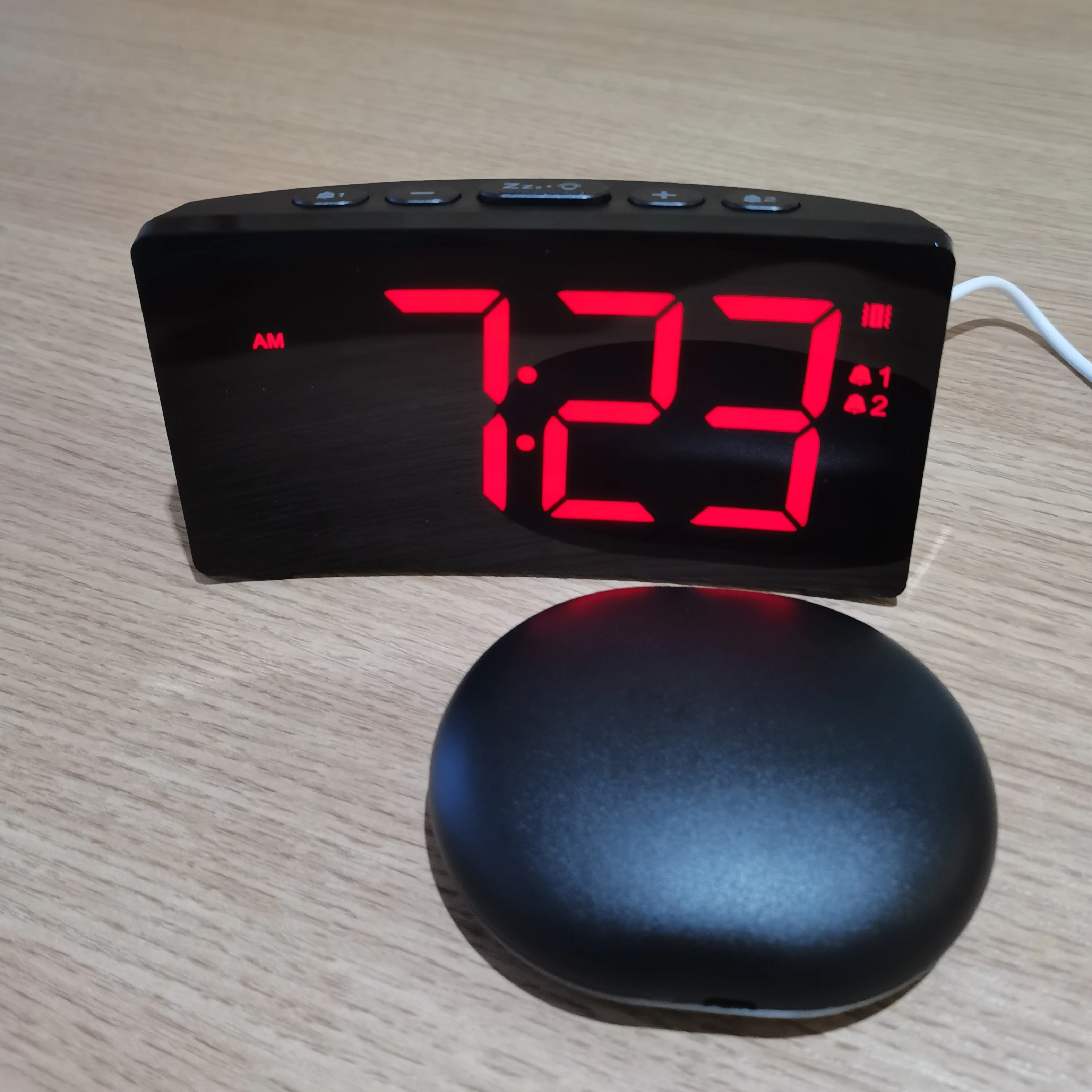 Haptime High Volume Vibrating Alarm Clock With Shaker Travel Led