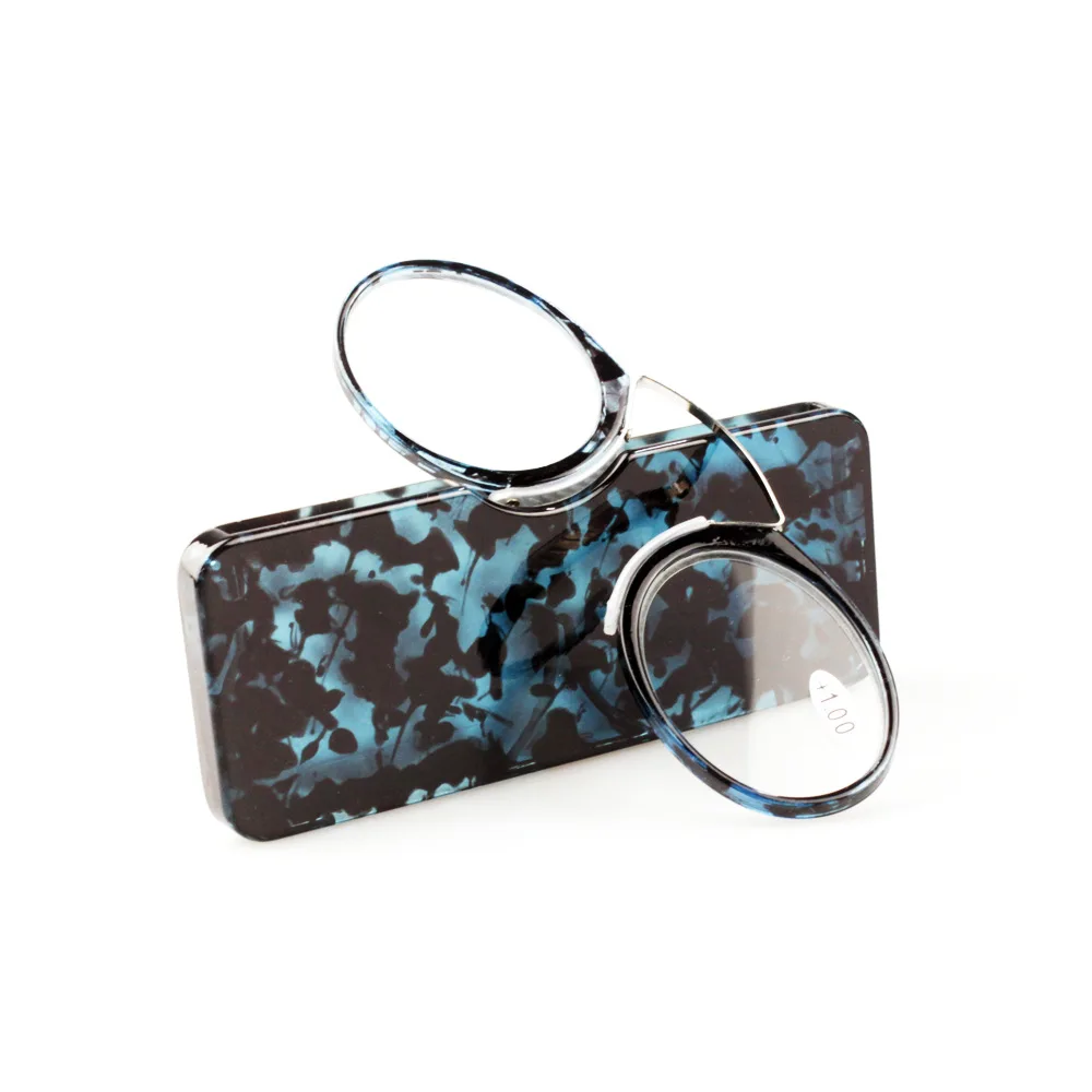 Clip on Nose Small  Pocket Mini Reading Glasses Without Arms Temples Round Shape  Reading Glasses With case Manufacturers China