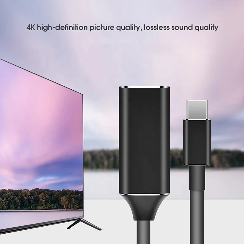 Adaptador de aluminio tipo C a HDMI para teléfono móvil Android, adaptador de tipo C a HDMI 4K 30Hz para TV