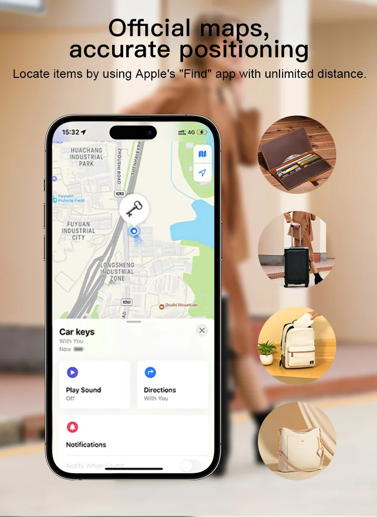 2024 New Ultra Thin Mfi Certified Wallet Finder Suitcase Air Tag Tracker Luggage Gps Tracking