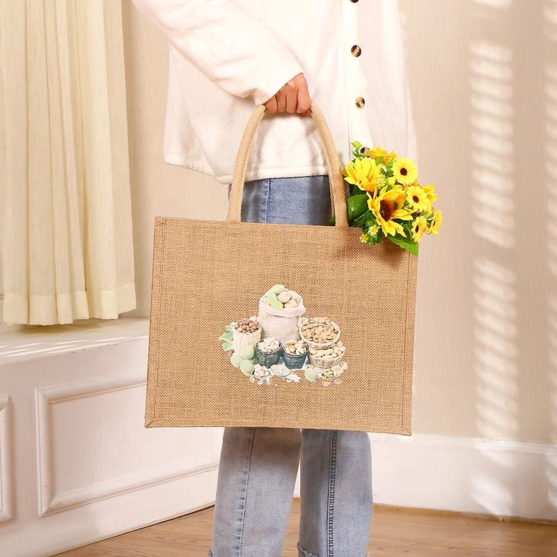 Wholesale Promotion Custom Flower Custom Size Cotton Canvas Reusable Shopping Tote Bag Rope Zipper Closure Personalized for manufacture