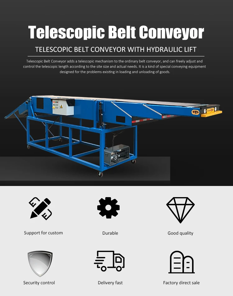 Container Conveyor Extendable Conveyor Belt With Three Section ...