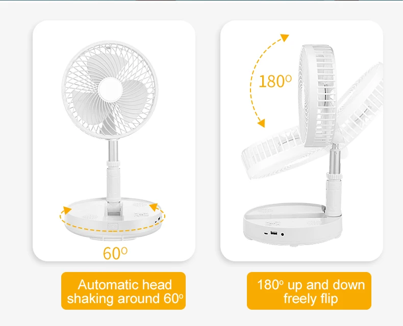 USB Portable Folding Fans Rechargeable 7200mah Folded Fan Smart Electric Desktop Adjustable Height Floor Fan 4.8 Four,four 0.77