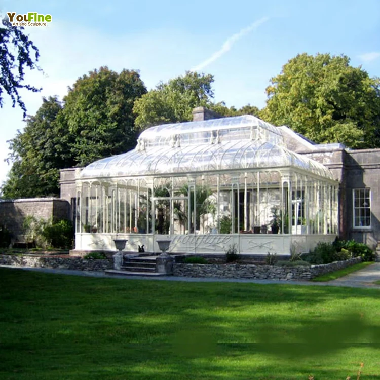 Outdoor Garden Park Decor - Wrought Victorian Iron Gazebo with Glass
